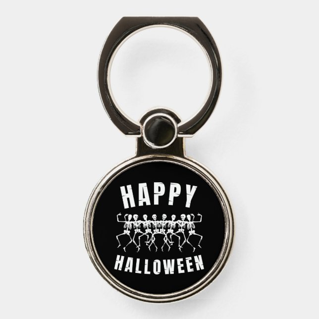 HAPPY HALLOWEEN DANCING SKELETONS PHONE RING STAND (Front)