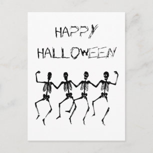 Happy Halloween Dancing Skeletons Postcard