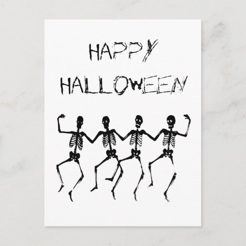 Happy Halloween Dancing Skeletons Postcard
