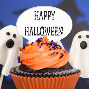 Happy Halloween Dead World Text Cake Topper