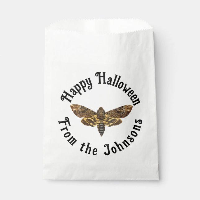 Happy Halloween Death's Head Moth custom name Favor Bag (Front)