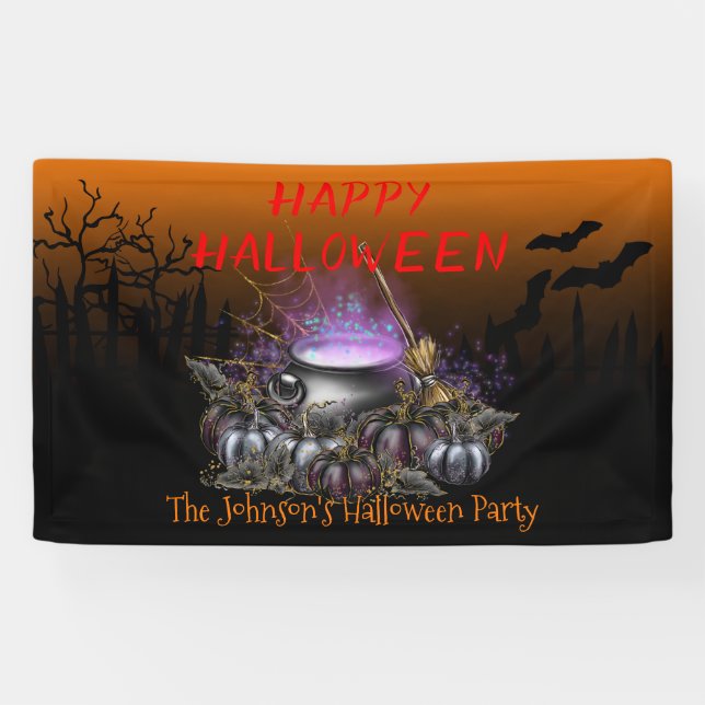 Happy Halloween decoration Party decor personalize Banner (Horizontal)