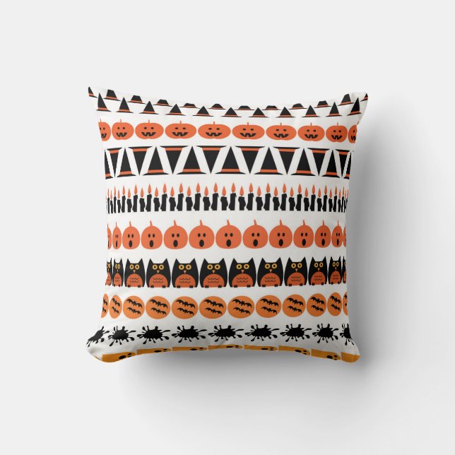 Happy Halloween Design Throw Pillow (Front)