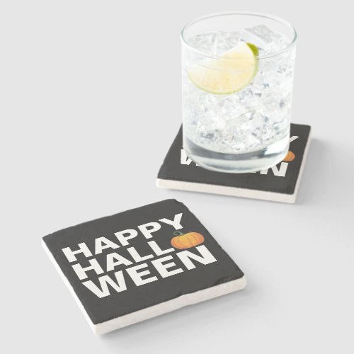 Happy Halloween Design With Type Stone Coaster