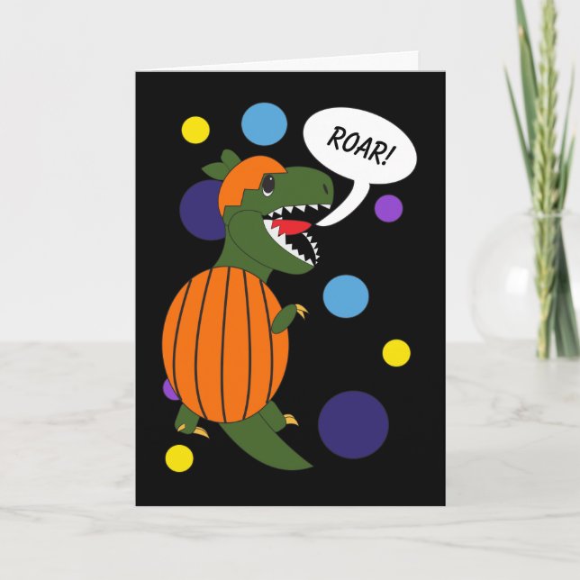Happy Halloween Dinosaur Trex Funny Personalize Thank You Card (Front)