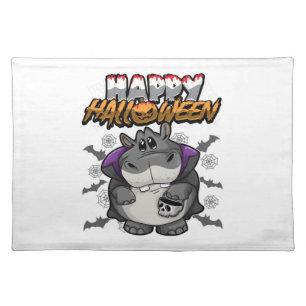 Happy Halloween Disguised Hippopotamus Cloth Placemat