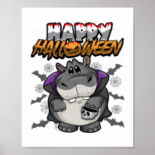Happy Halloween Disguised Hippopotamus Poster