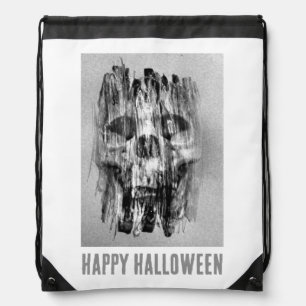 Happy Halloween. Distressed skull Drawstring Bag