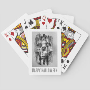 Happy Halloween. Distressed skull Poker Cards