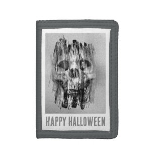 Happy Halloween. Distressed skull Tri-fold Wallet