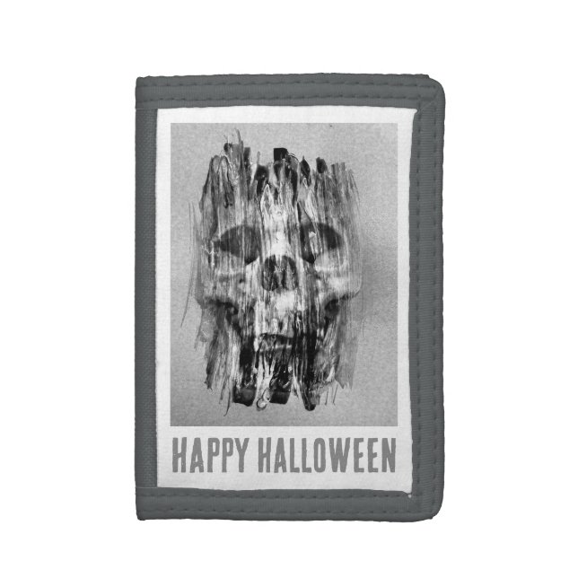 Happy Halloween. Distressed skull Trifold Wallet (Front Vertical)