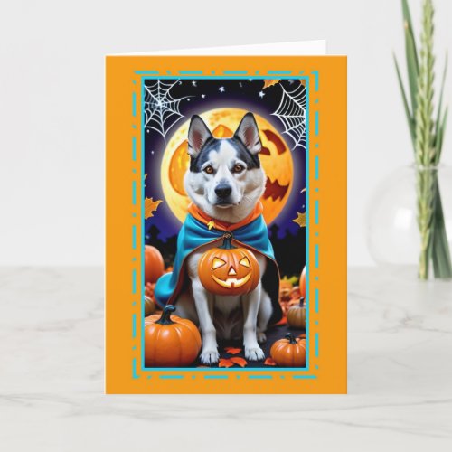 Happy Halloween Dog in Costume Holiday Card