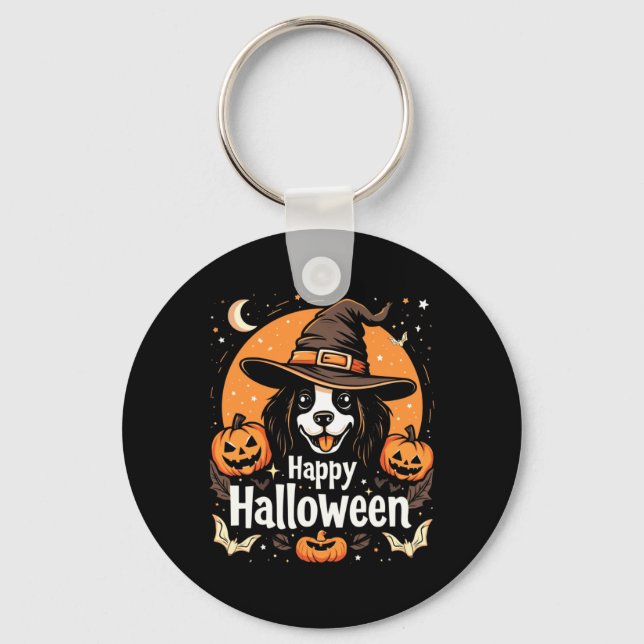 Happy Halloween Dog Long Sleeve Keychain (Front)