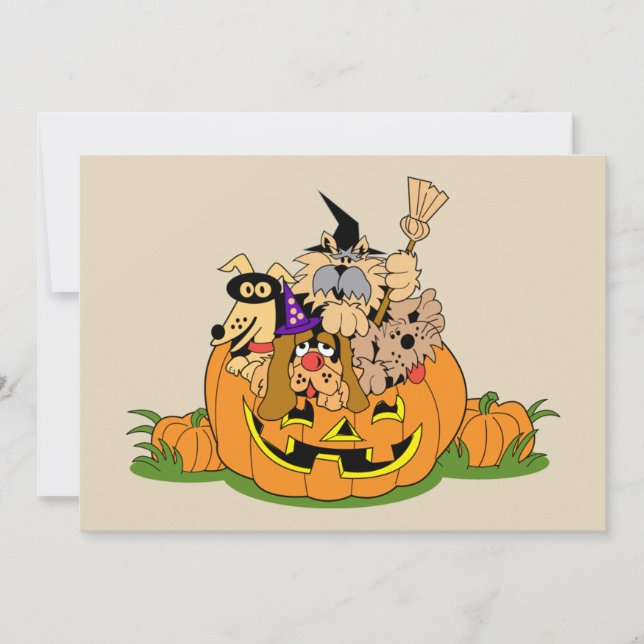 Happy Halloween Dogs In Pumpkin Card (Front)