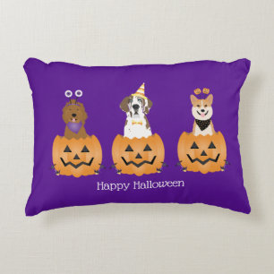 Happy Halloween Dogs In Pumpkins Accent Pillow