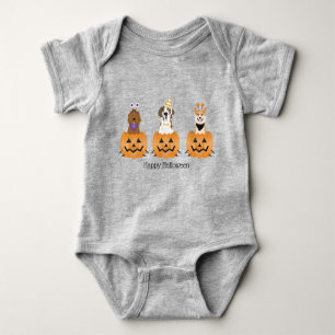 Happy Halloween Dogs In Pumpkins Baby Bodysuit