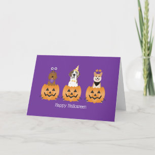 Happy Halloween Dogs In Pumpkins Card