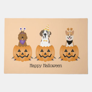 Happy Halloween Dogs In Pumpkins Doormat