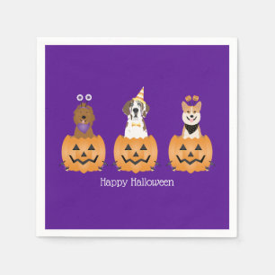Happy Halloween Dogs In Pumpkins Napkins