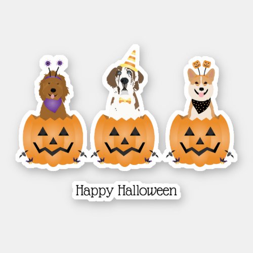 Happy Halloween Dogs In Pumpkins Sticker