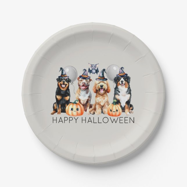 Happy Halloween Dogs Paper Plates (Front)