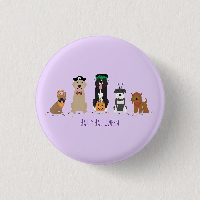 Happy Halloween Dogs Purple Button (Front)