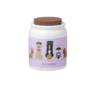 Happy Halloween Dogs Purple Candy Jar