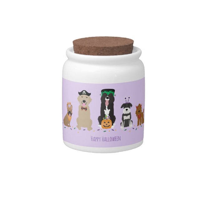 Happy Halloween Dogs Purple Candy Jar (Front)