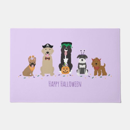 Happy Halloween Dogs Purple Doormat