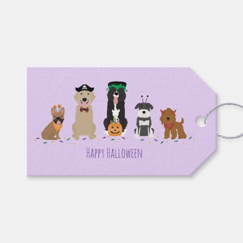Happy Halloween Dogs Purple Gift Tags
