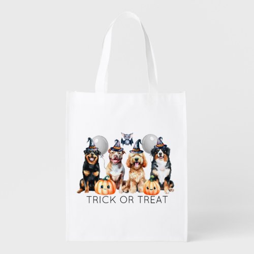 Happy Halloween Dogs Trick or Treat Grocery Bag