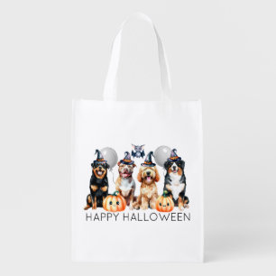 Happy Halloween Dogs Trick or Treat Grocery Bag