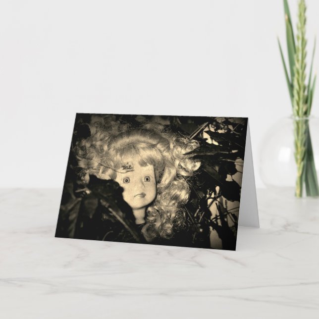 Happy Halloween Doll Head in Sepia Card (Front)