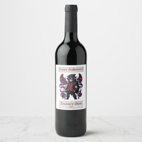 Happy Halloween Dracula Wine Label