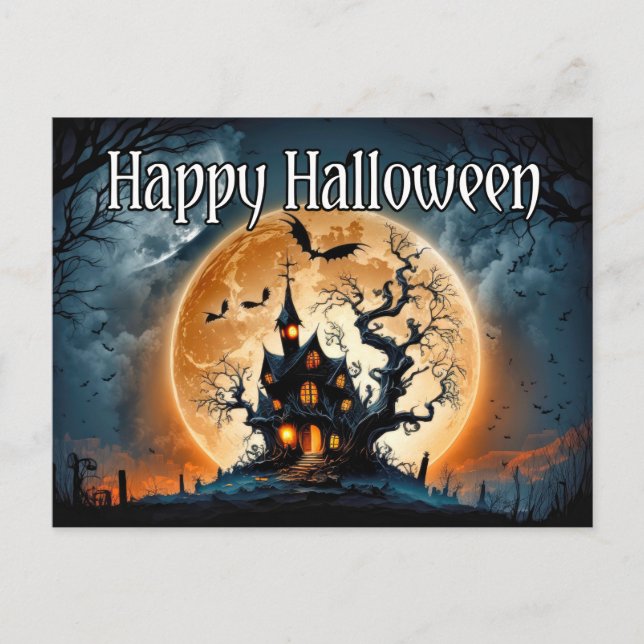 Happy Halloween Dreadful Haunted House Postcard (Front)