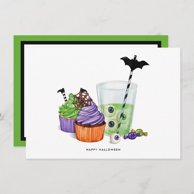 Happy Halloween Drinks & Desserts Holiday Card (Front/Back)