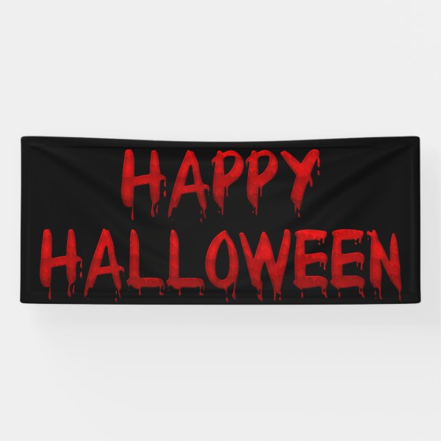 Happy Halloween Dripping Blood Banner (Horizontal)