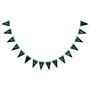 Happy Halloween Dripping Green Slime Black Bunting Flags