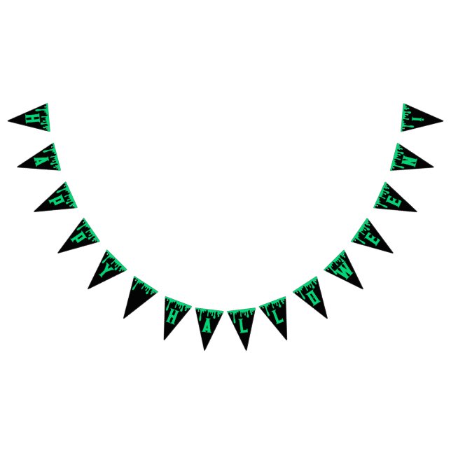 Happy Halloween Dripping Green Slime Black Bunting Flags (All)