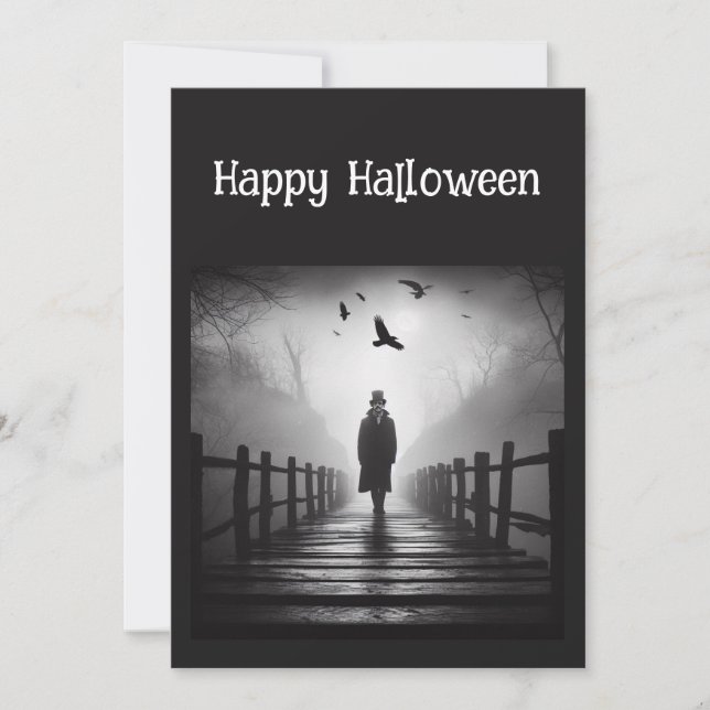 Happy Halloween Edgar Allan Poe Raven Poem Card (Front)