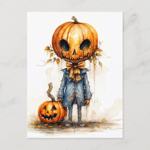 Happy Halloween Eerie Pumpkin Fiend Postcard