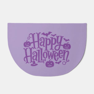 Happy Halloween elegant purple white Doormat