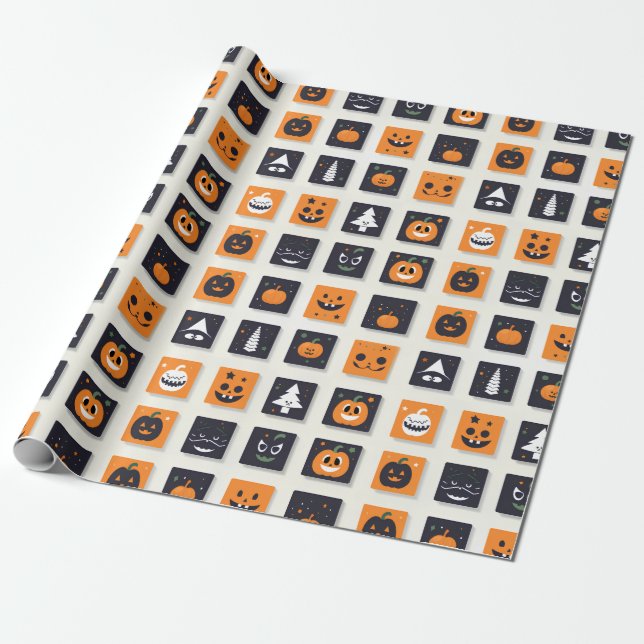  Happy Halloween Emoji for Kids Wrapping Paper (Unrolled)