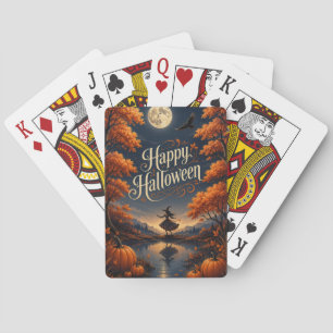 Happy Halloween Enchanted Autumn Pumpkin Poker Cards