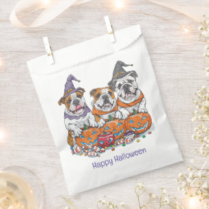 Happy Halloween English Bulldogs Pumpkin Favor Bag