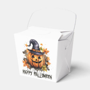 Happy Halloween Evil Grinning Pumpkin Art Favor Boxes