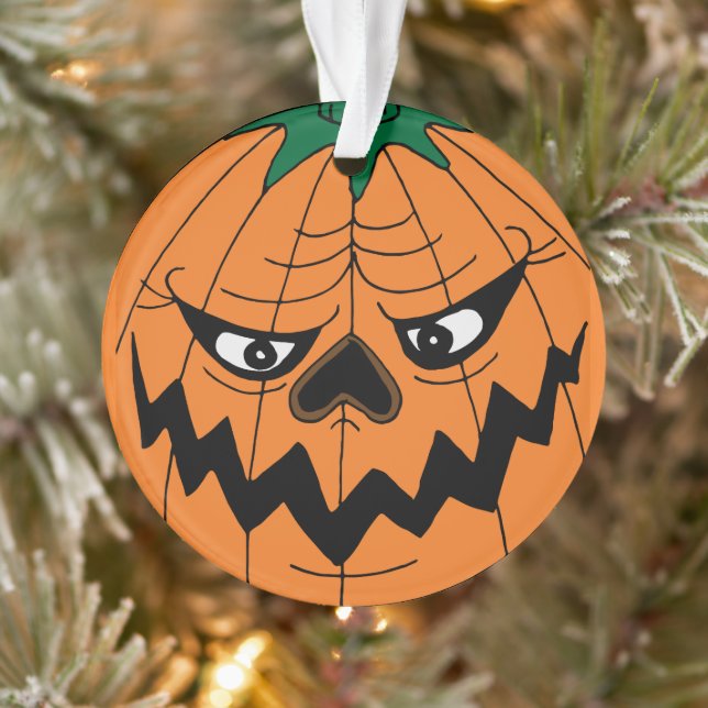 Happy Halloween Evil Pumpkin Face Ornament (Tree)
