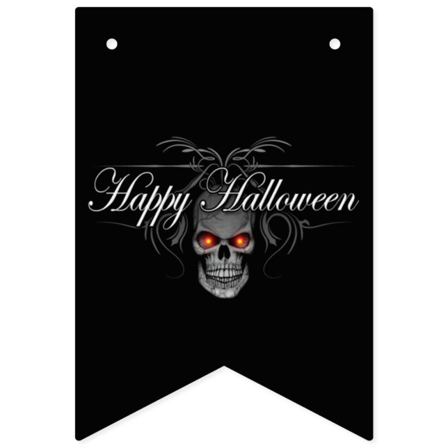 Happy Halloween Evil Skull Bunting Flags (First Flag)