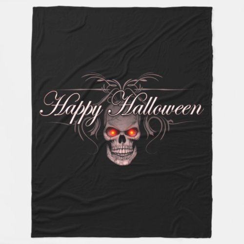 Happy Halloween Evil Skull Fleece Blanket