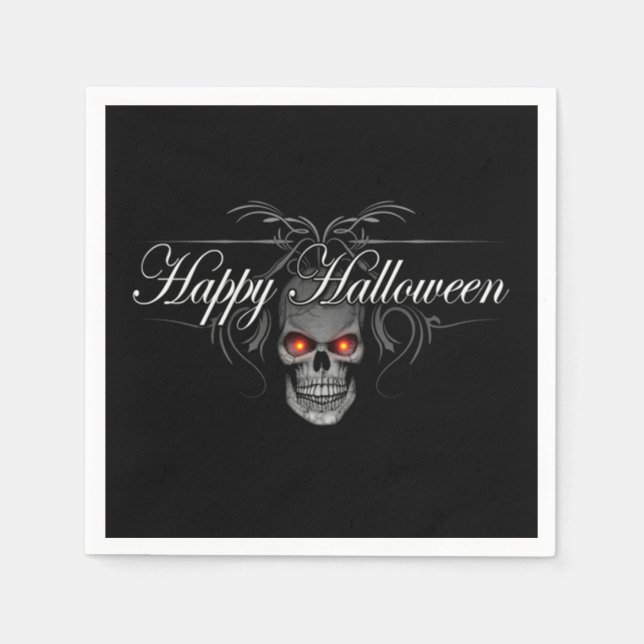 Happy Halloween Evil Skull Napkins (Front)